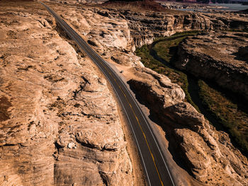 Aerial view of winding road