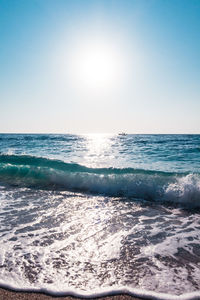 Scenic view of sea against clear sky