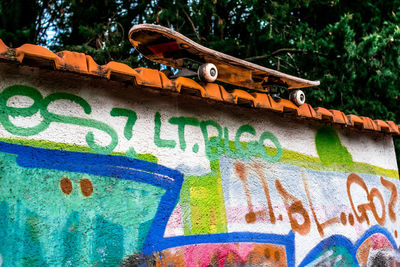 Low angle view of graffiti on wall