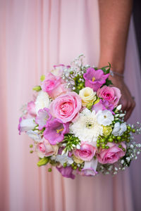 Close-up of pink rose flower bouquet
