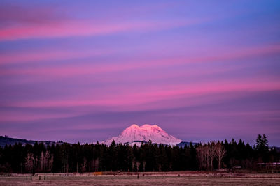Scenic view of landscape against sky during sunset