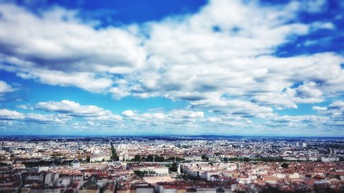 High angle view of cityscape against sky