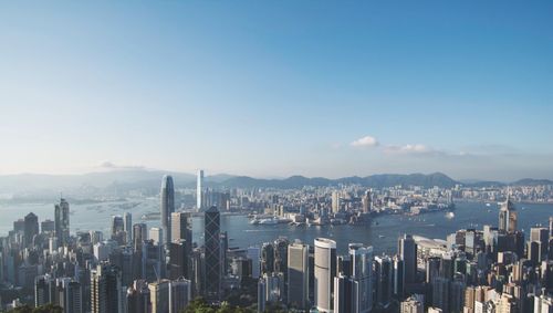 High angle view of cityscape against sky