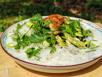 Chinese noodle soup with pork,white rice noodles