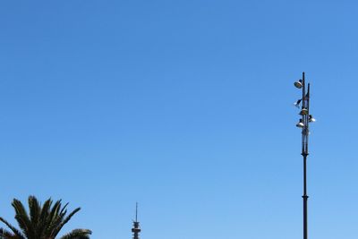 Low angle view of built structure against clear blue sky