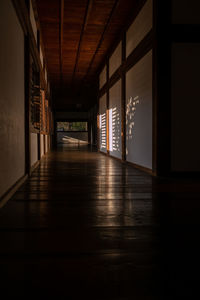 Illuminated corridor in building