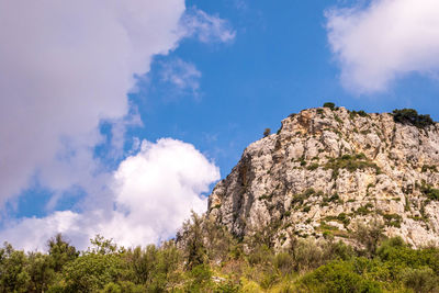 Low angle view of rocks against sky