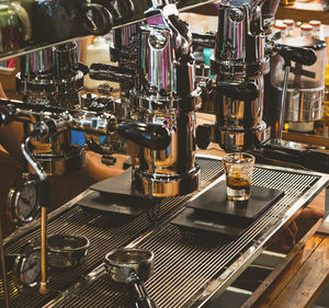 Black coffee morning on coffee maker