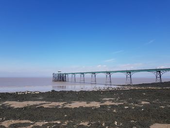 Scenic view of sea against blue sky