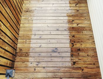 High angle view of wooden floor
