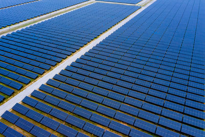 Aerial view of solar panels from drone camera in thailand