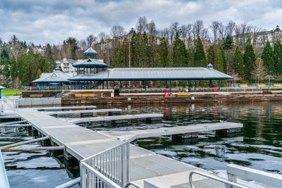 A view of the pier at gene coulon park in renton, washington.