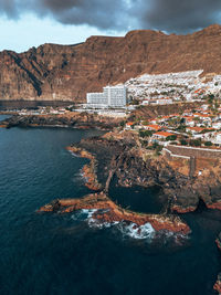 High angle view of sea against sky