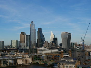 London city skyline with skyscraper and river thames
