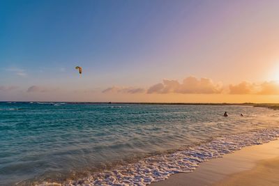 Scenic view of sea against sky during sunset