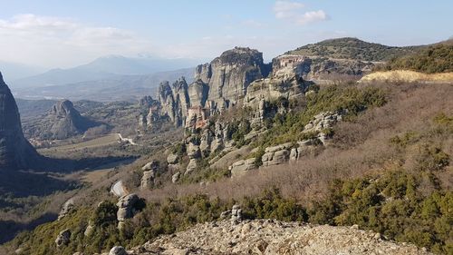 Panoramic view of landscape and mountains against sky