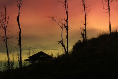 Silhouette bare trees against sky during sunset