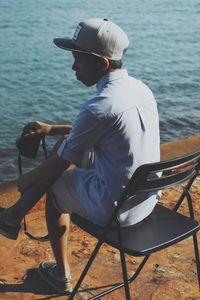 Woman standing in water