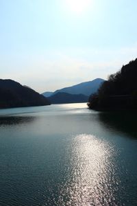 Scenic view of lake against clear sky