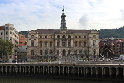 View of buildings against cloudy sky