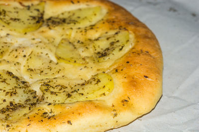 High angle view of bread in plate