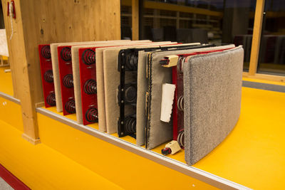 Close-up of books in shelf