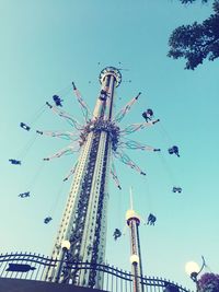 Low angle view of ferris wheel against clear sky