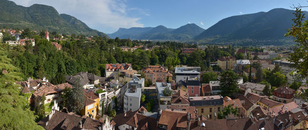 High angle view of townscape against sky