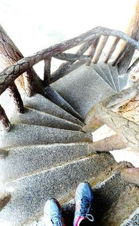 Low section of woman walking on steps