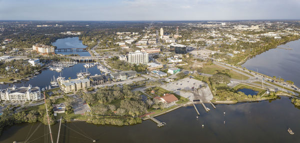 Aerial view of buildings in city