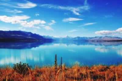 Scenic view of lake against sky