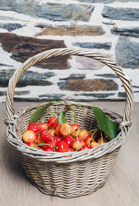 Close-up of strawberries in basket