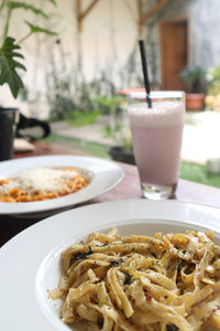 Close up of pasta on the table