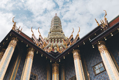 Low angle view of temple building against sky