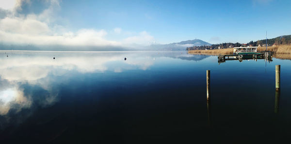 Scenic view of lake against sky