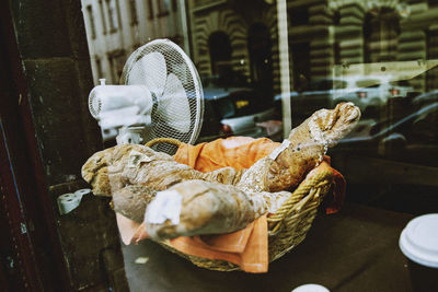 Close-up of breakfast on table