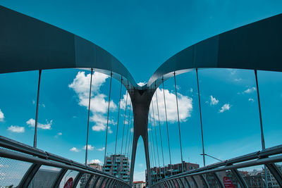 Modern cycle and pedestrian footbridge that connects gino valle square with the portello park