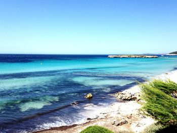 Scenic view of sea against clear sky