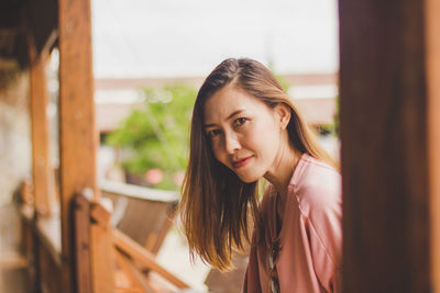 Portrait of woman at home