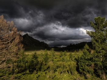 Storm clouds over landscape
