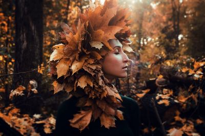 Close-up of autumn leaves on tree