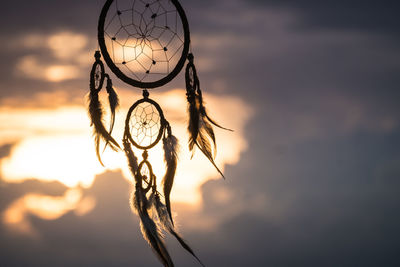 Close-up of grass against sky during sunset