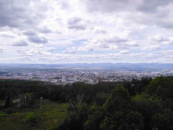 High angle view of townscape against sky