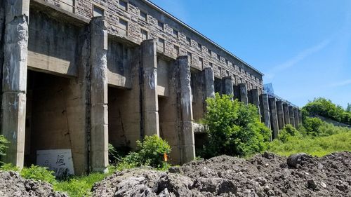 Low angle view of old building against sky