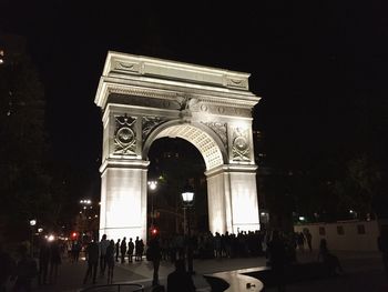 Low angle view of illuminated building