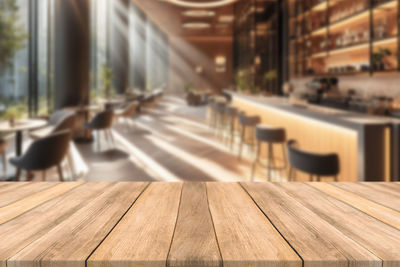 Close-up of empty wooden table