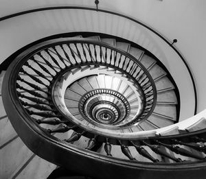 Directly below shot of spiral staircase in building