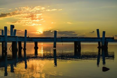 Scenic view of sunset over sea