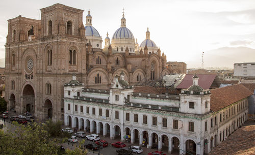 View of historic building in city against sky