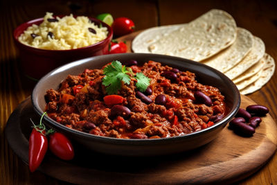 Close-up of food in bowl on table